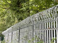 Razor wire above the palisade steel fence
